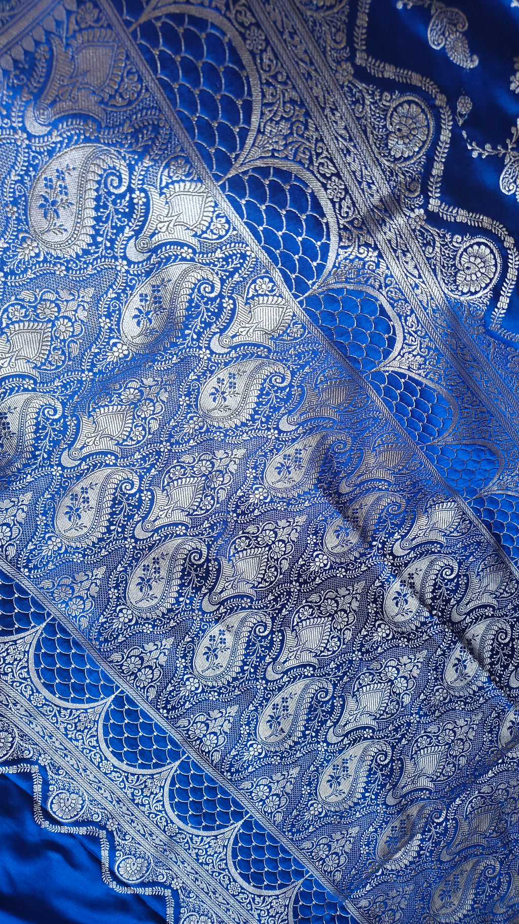 Blue Silk Saree with beautiful jaal zari