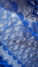 Blue Silk Saree with beautiful jaal zari