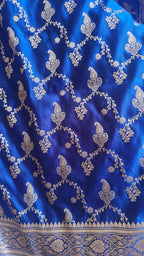 Blue Silk Saree with beautiful jaal zari