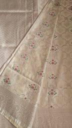 Pastel Katan Silk Tanchoi Saree with Zari Meenakari