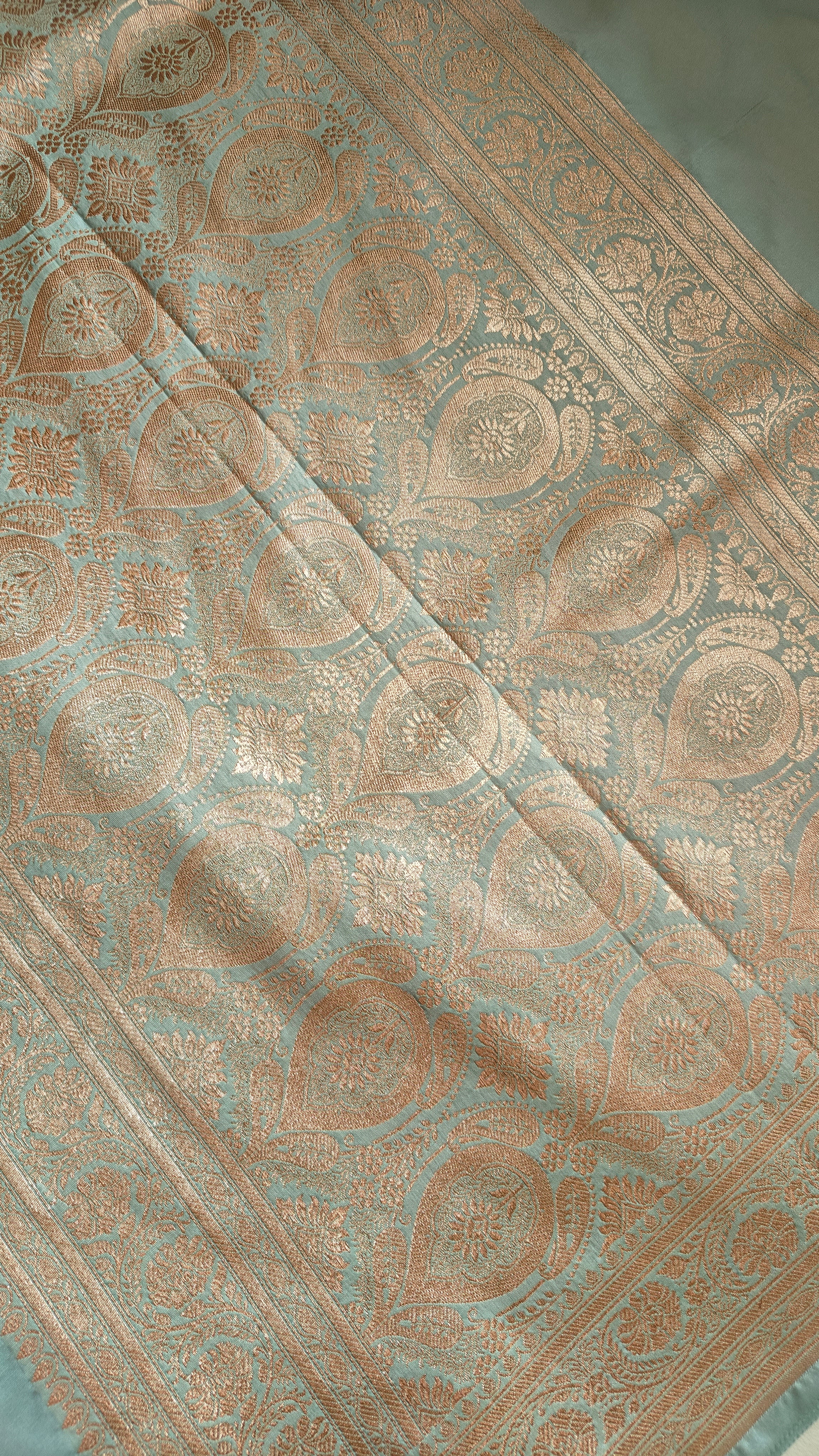 Pastel Green Saree with Delicate Booti