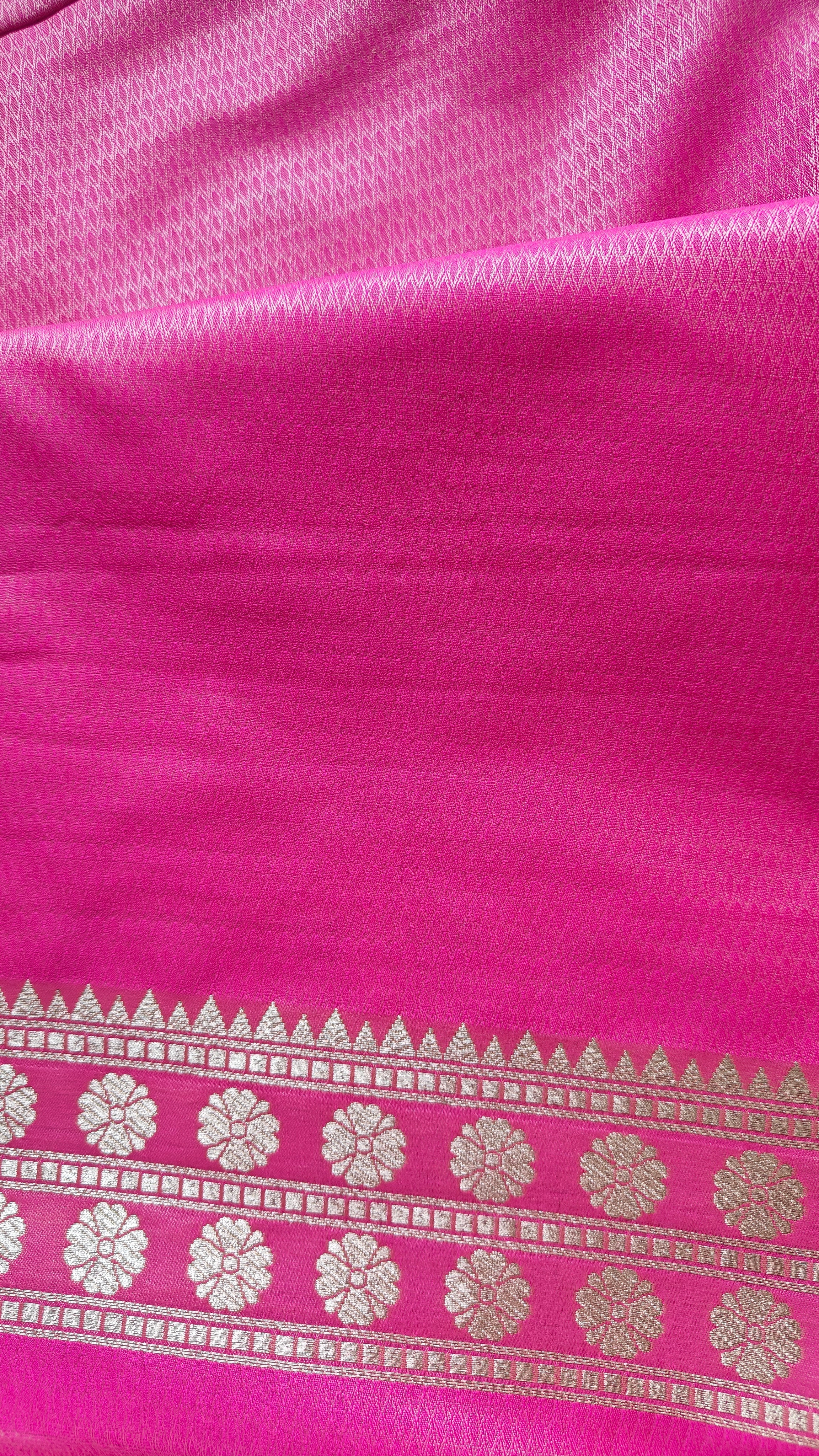 Pastel Light Pink Saree with Silver Zari Booti & Designer Border