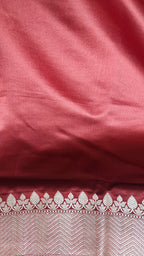 Rust Silk Saree with small zari Booti & Statement Border