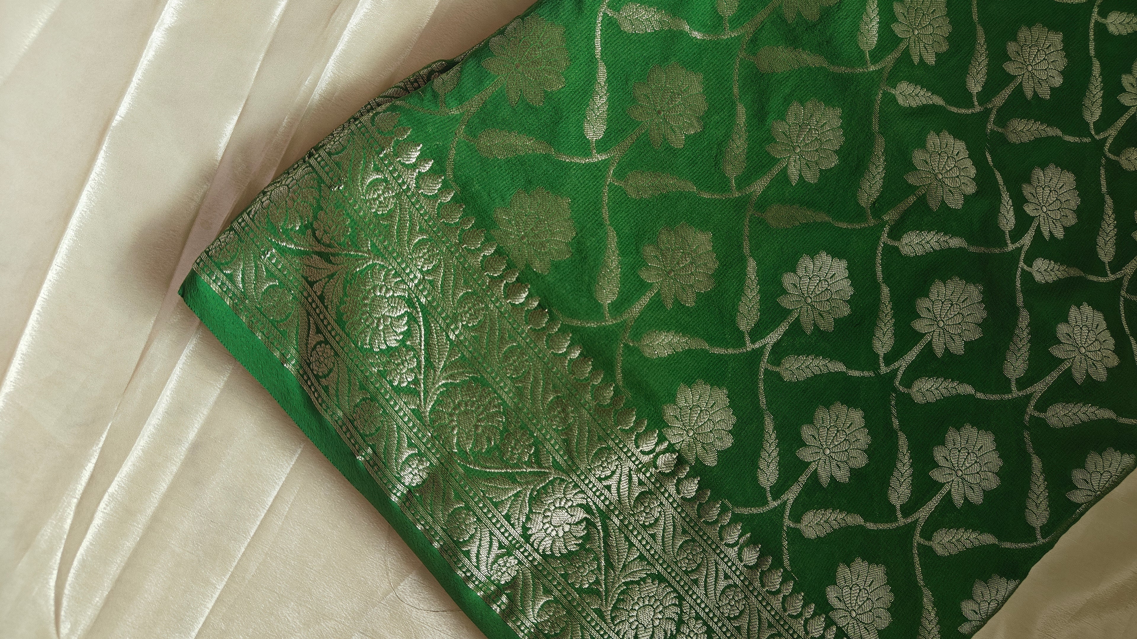 Green Georgette Saree with Banarasi Design Weave