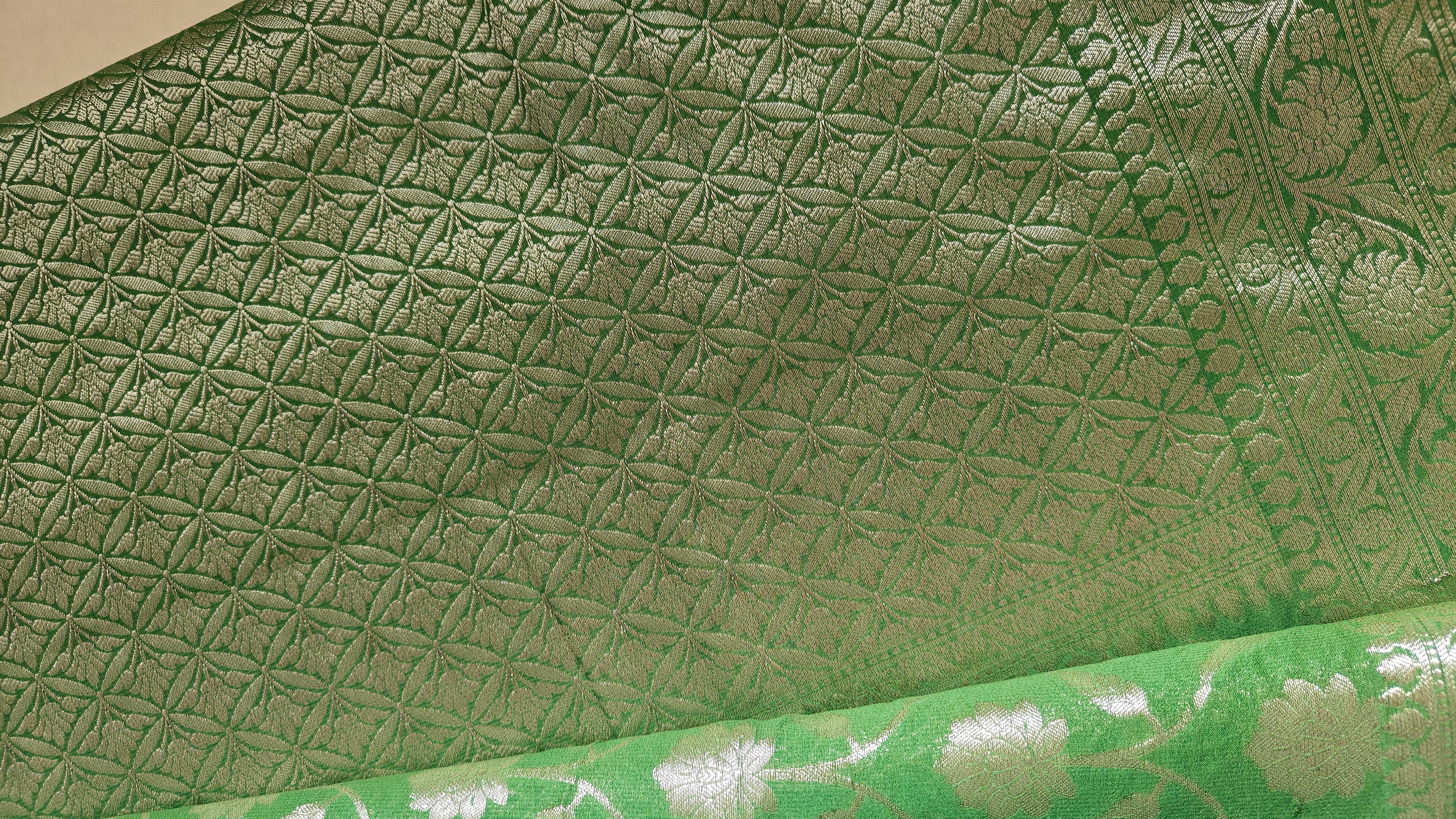 Green Georgette Saree with Banarasi Design Weave