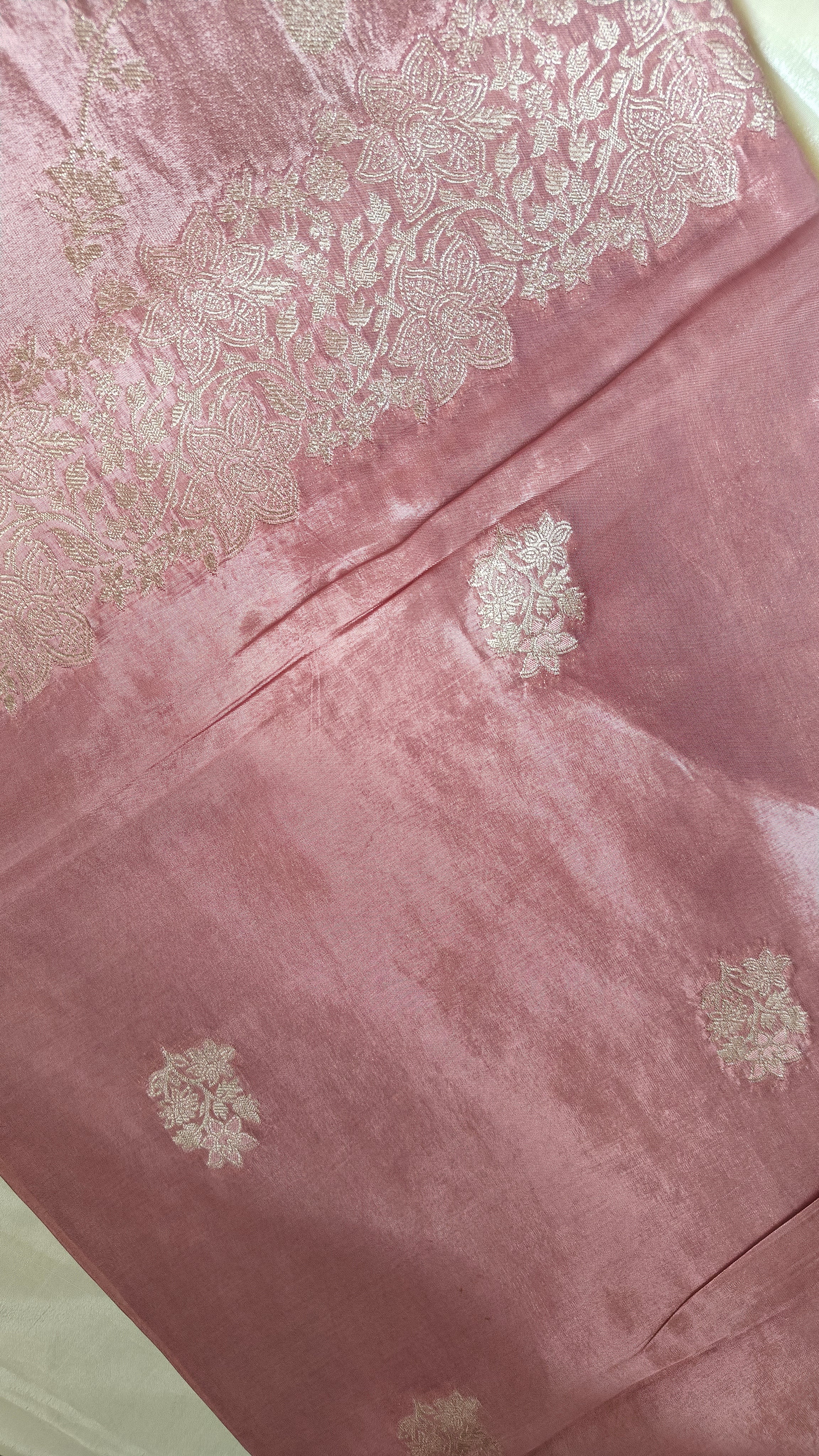 Designer Onion Pink Butter Crepe Saree