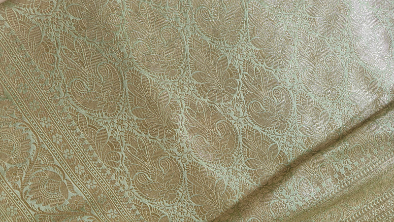 Pastel Green Saree with silver Zari Booti Work