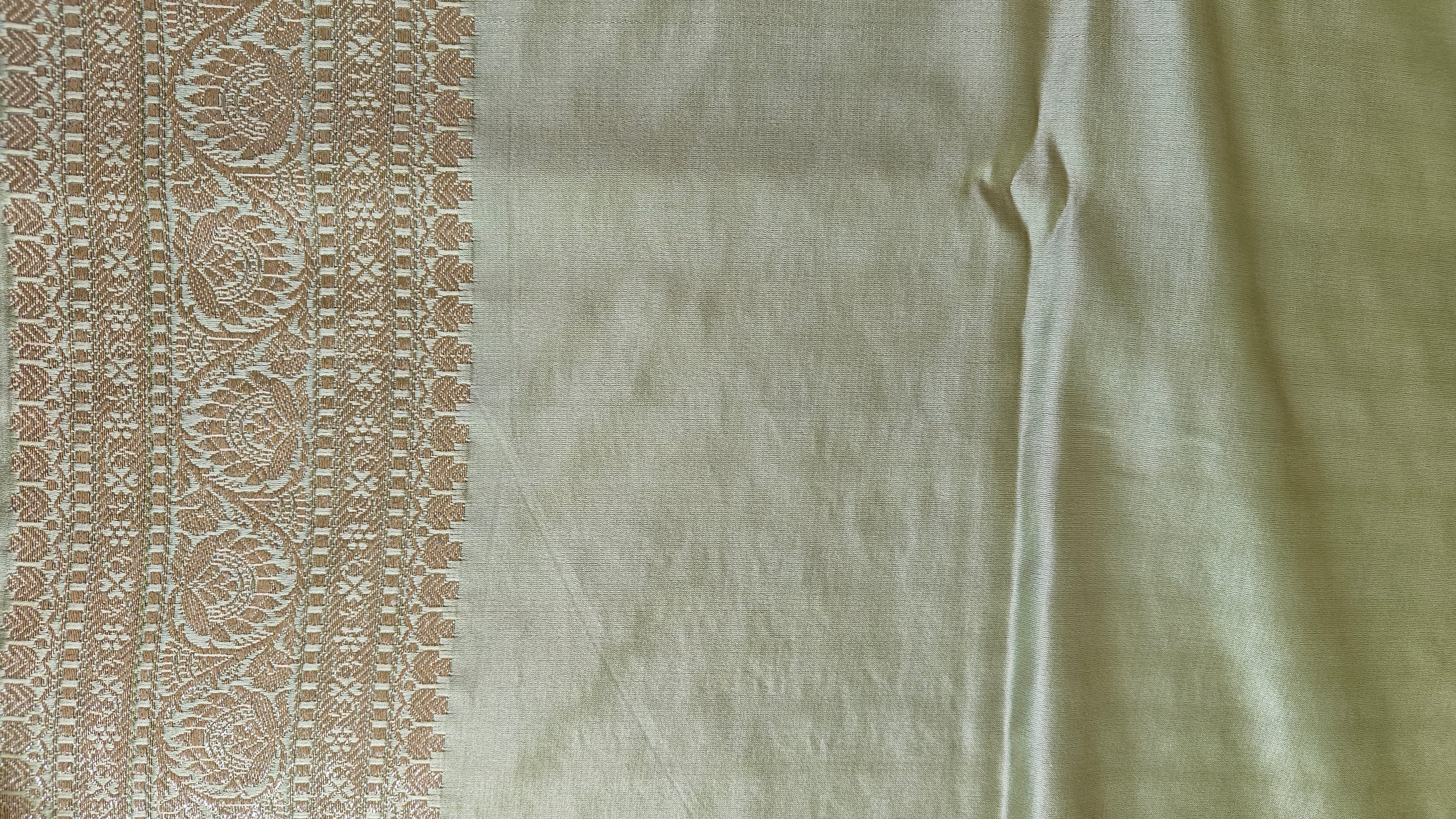 Pastel Green Saree with silver Zari Booti Work