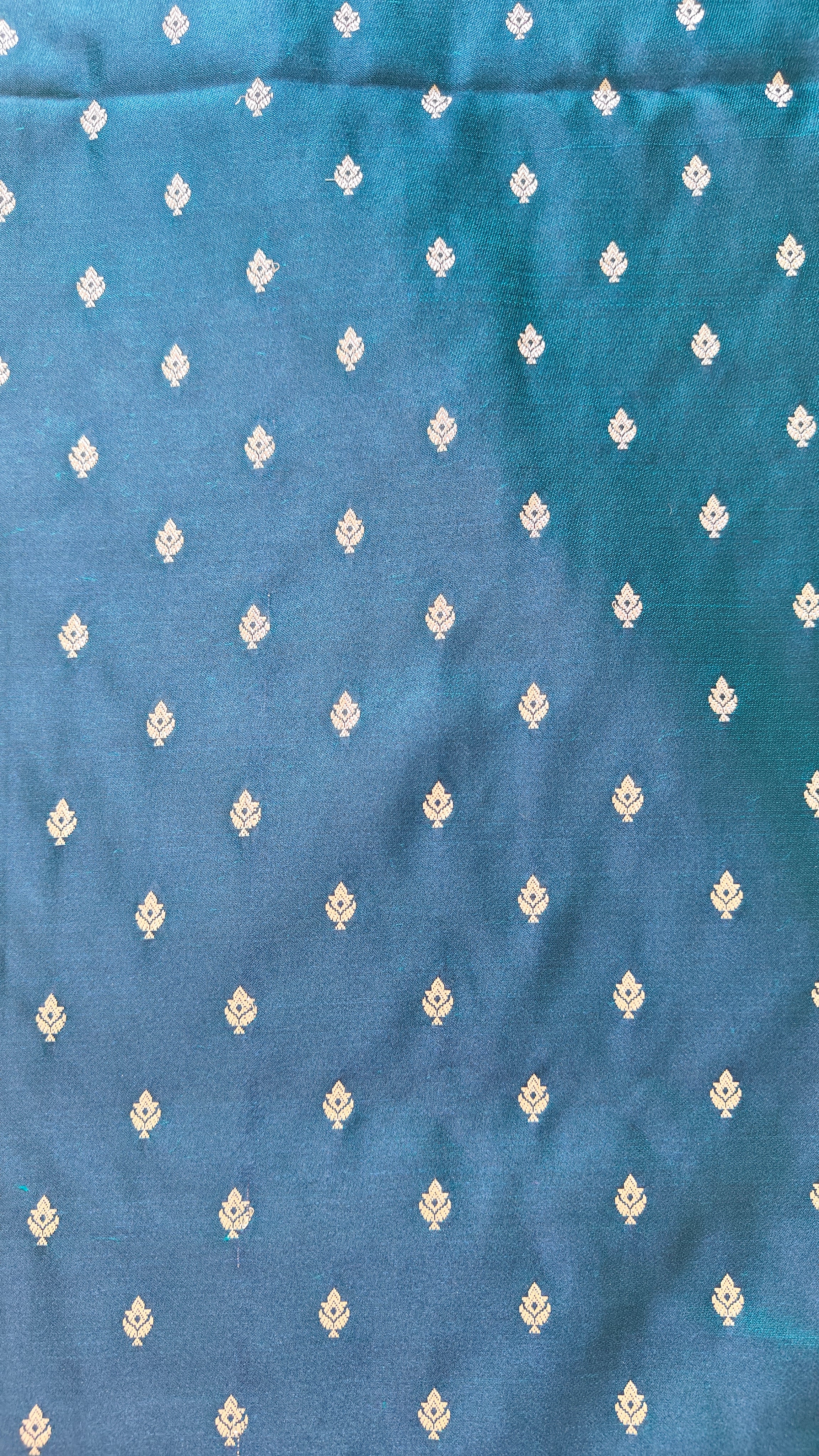 Peacock Blue Silk Saree with Delicate Booti
