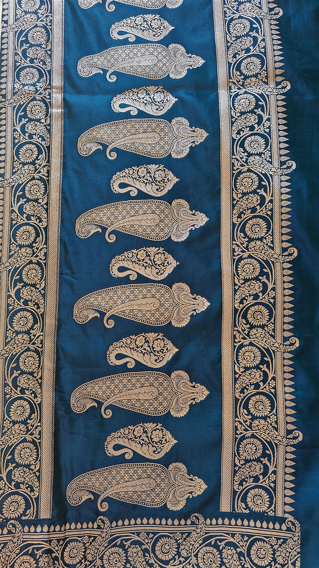 Peacock Blue Silk Booti Saree