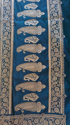 Peacock Blue Silk Booti Saree