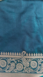 Peacock Blue Silk Booti Saree