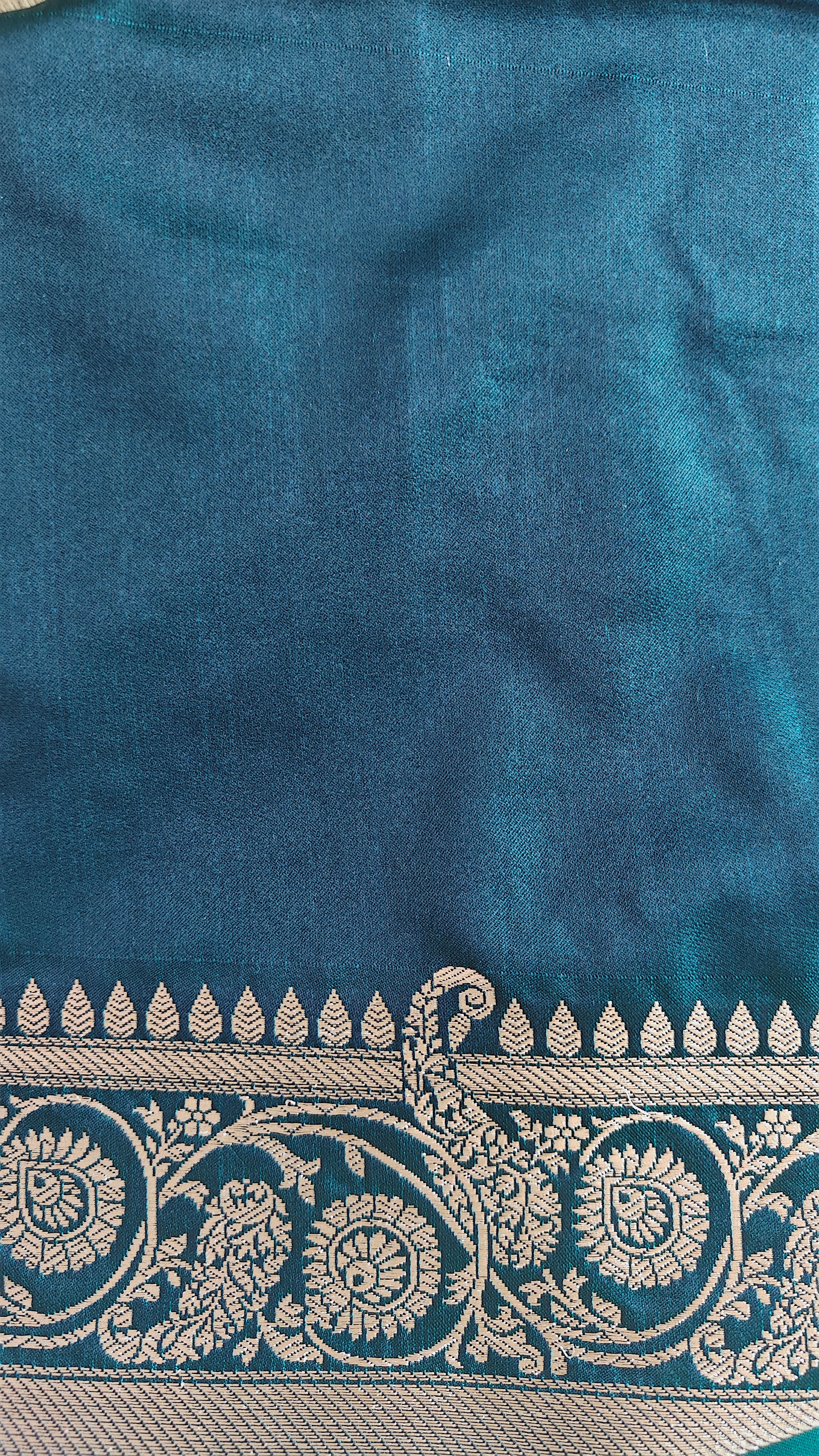 Peacock Blue Silk Saree with Delicate Booti
