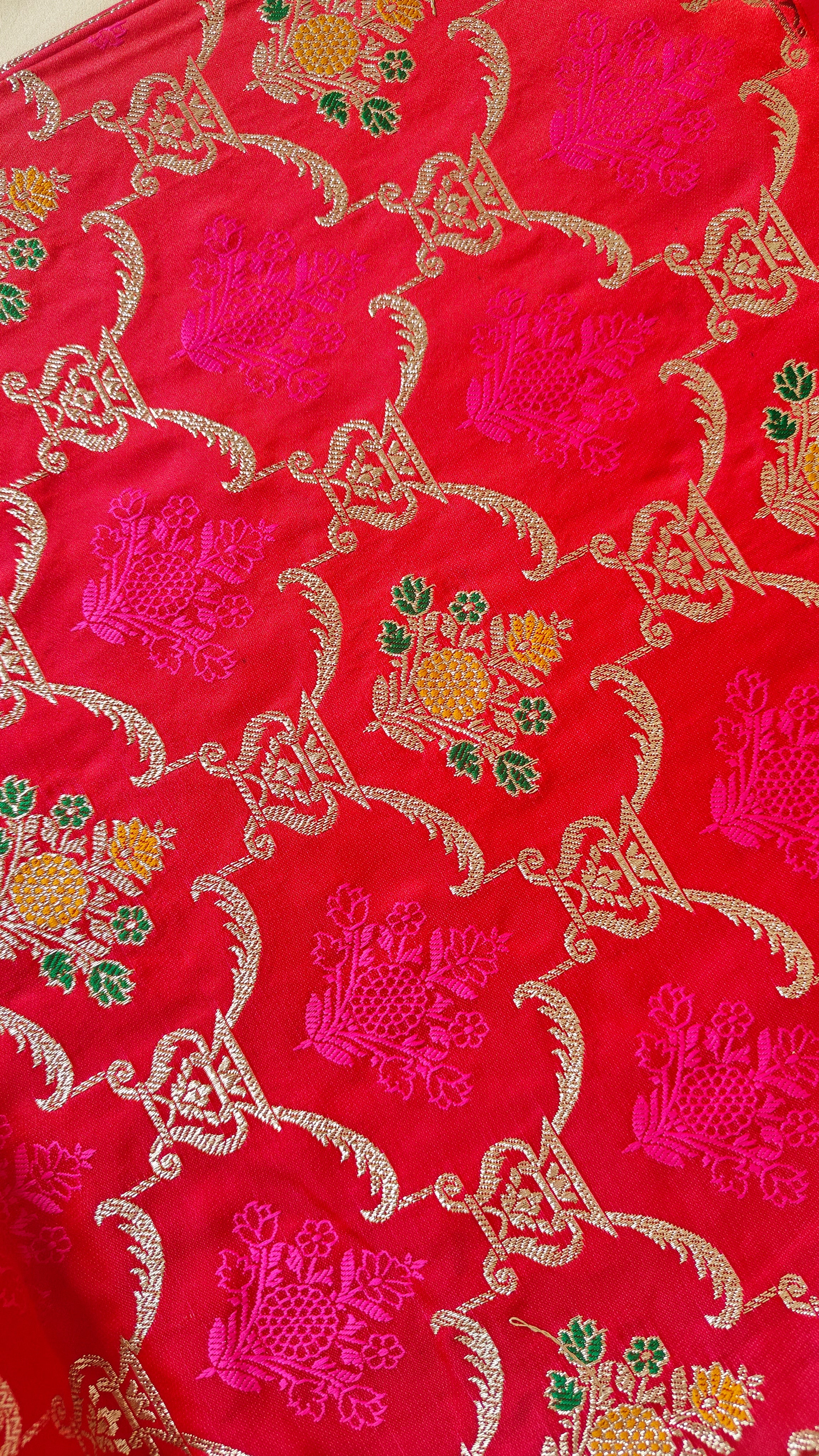 Pink Katan Tanchoi Silk Saree