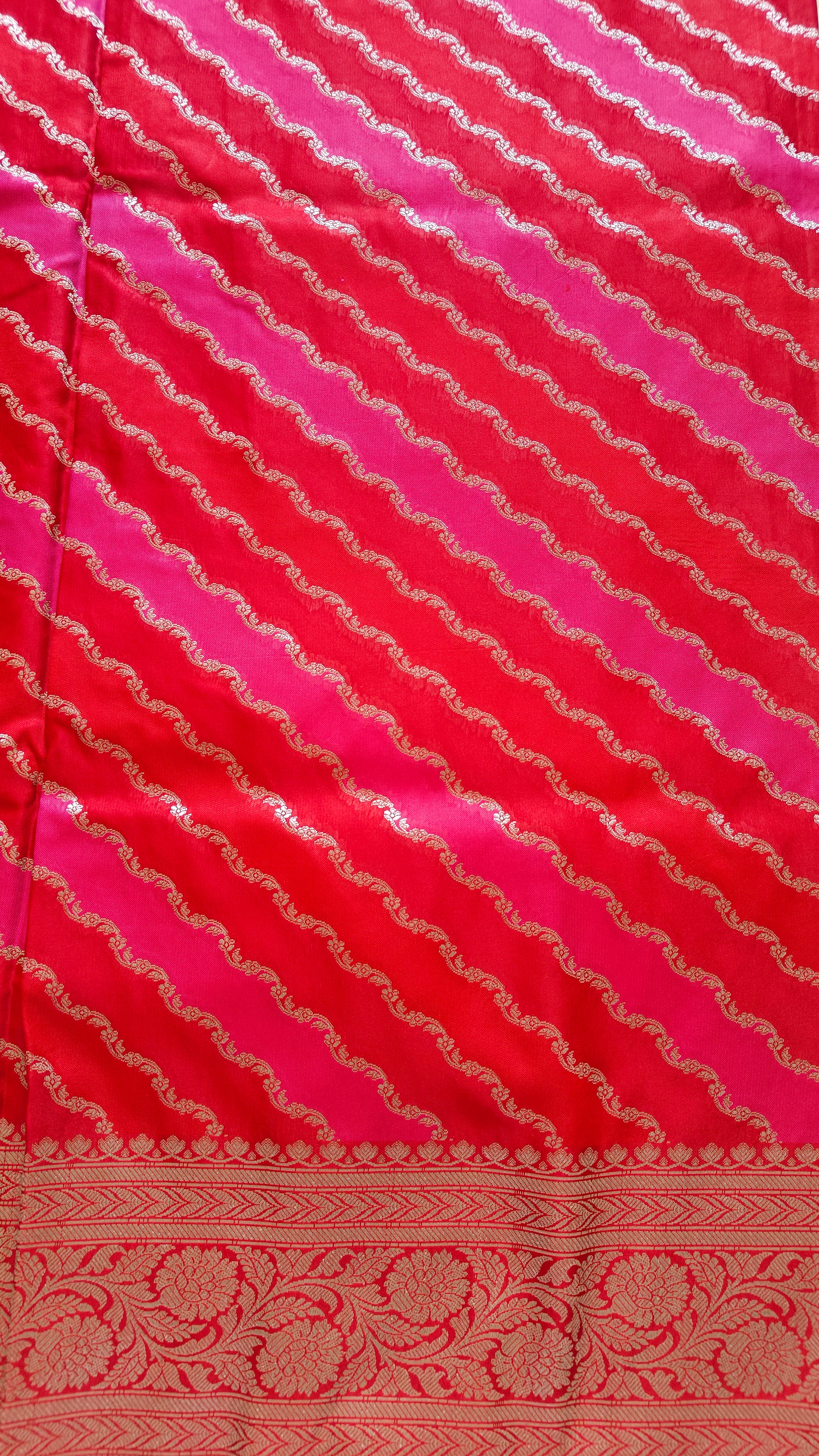 Shades of Pink Leheriya Silk Saree with Elegant Border & Rich Pallu
