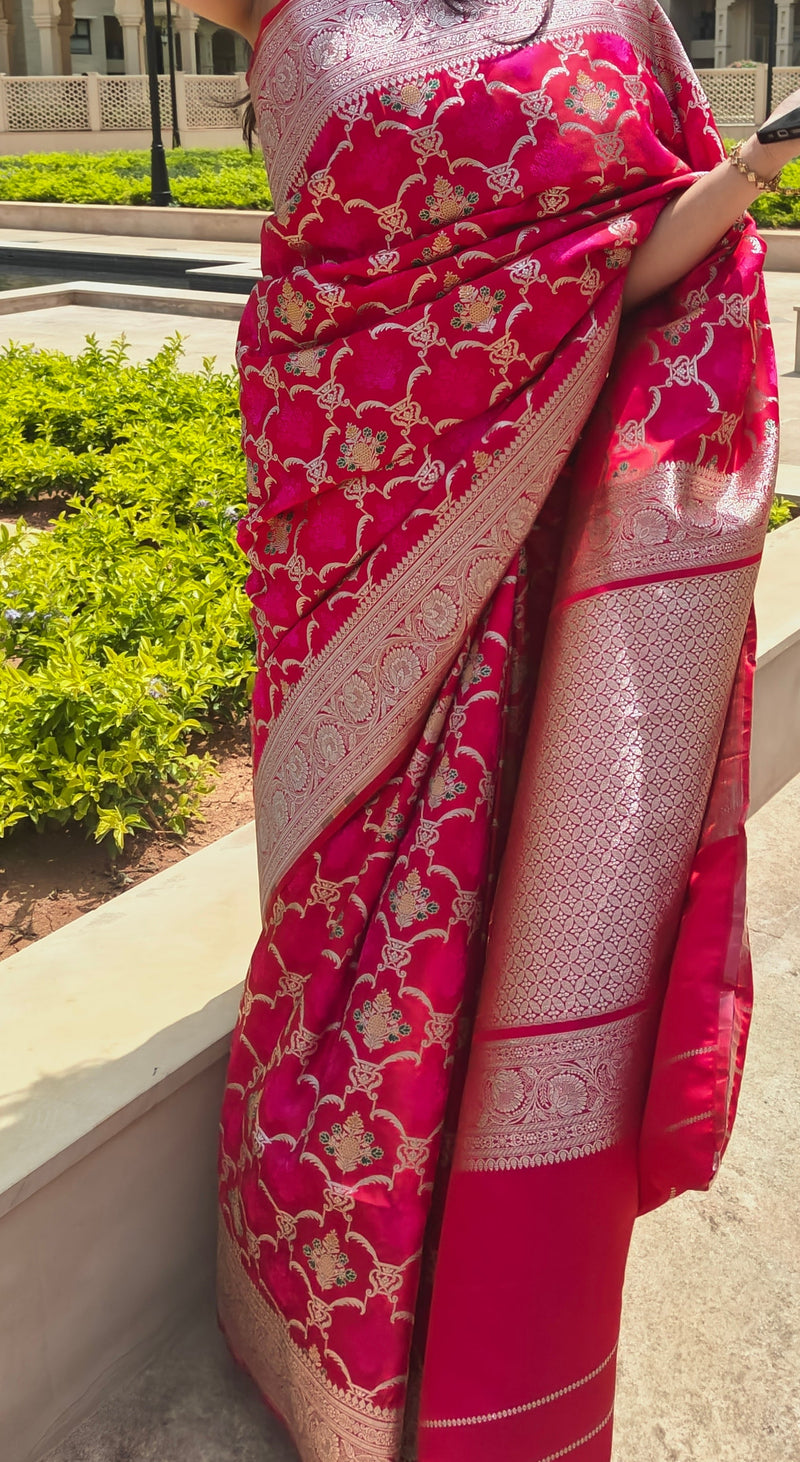 Pink Katan Tanchoi Silk Saree