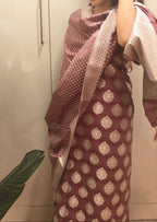 Wine Silk Suit with Silver Zari