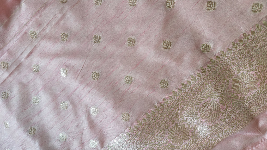 Pink Banarasi Zari Booti Silk
