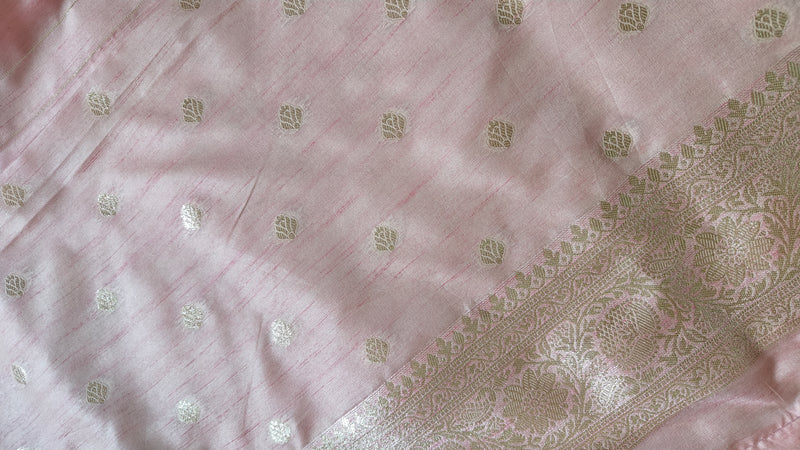 Pink Banarasi Zari Booti Silk