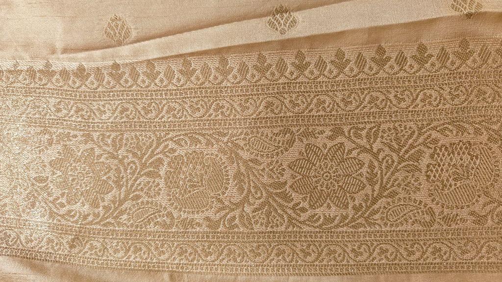 Cream Banarasi Zari Booti Silk