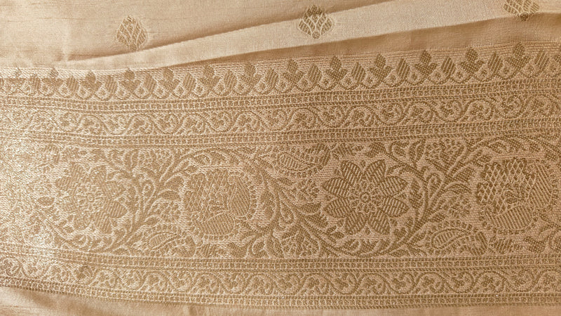 Cream Banarasi Zari Booti Silk