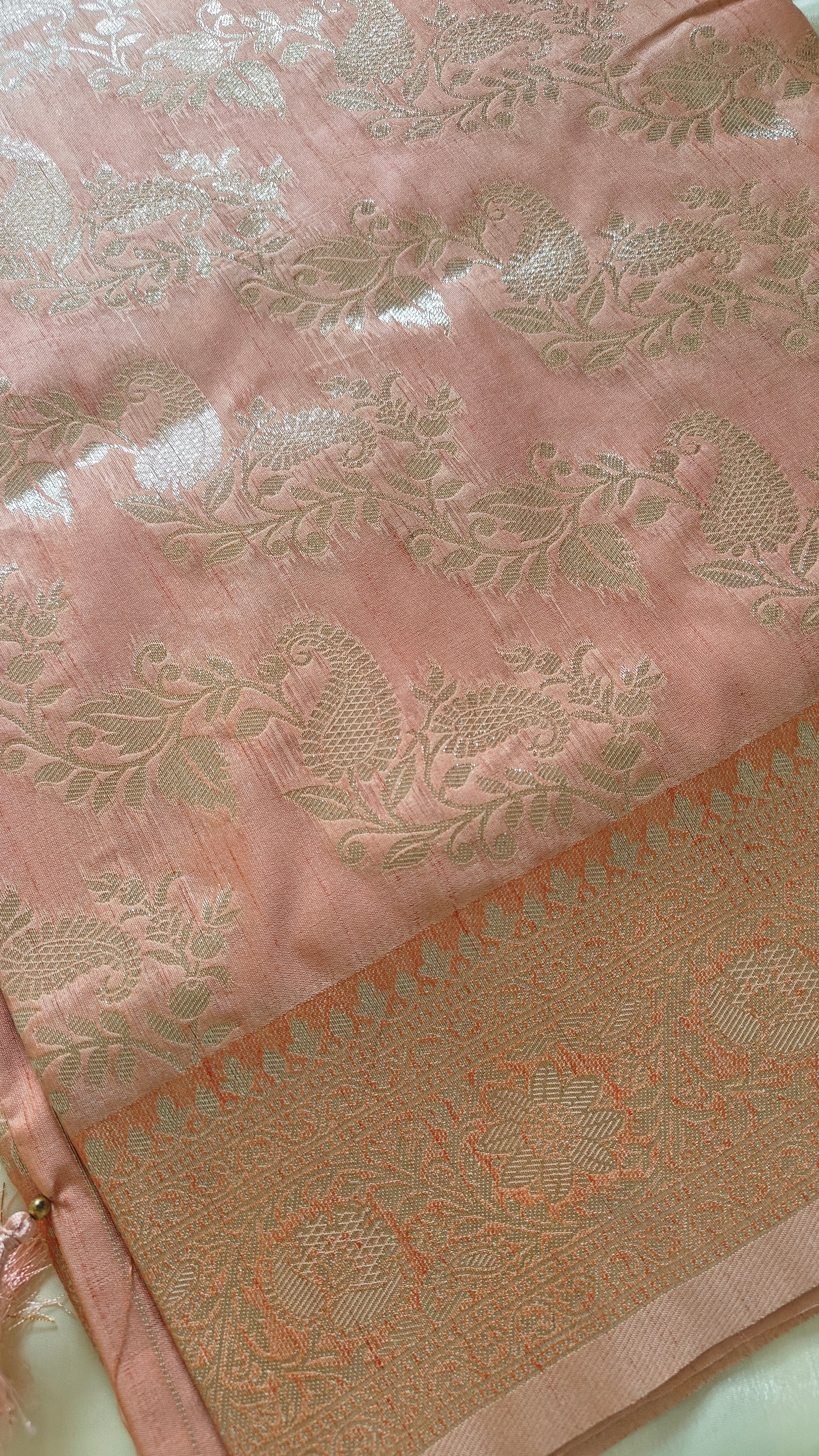 Light Orange Zari Weave