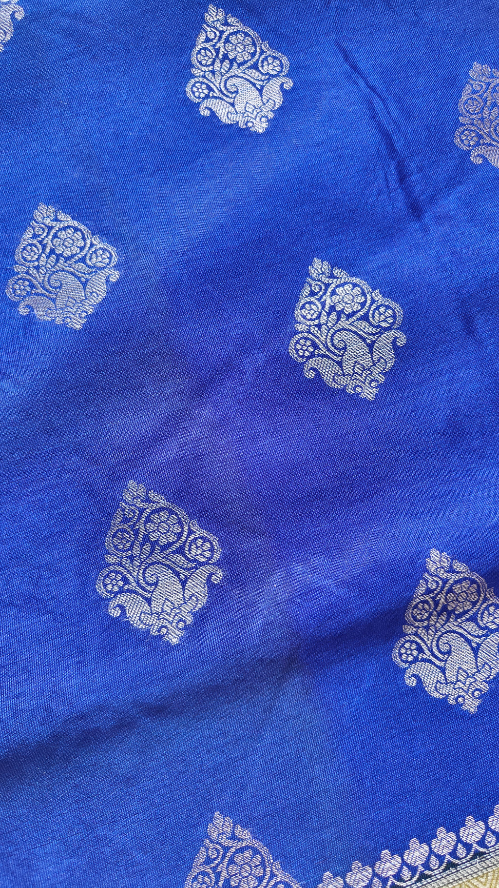 Yellow Blue Banarasi Silk Saree