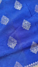 Yellow Blue Banarasi Silk Saree