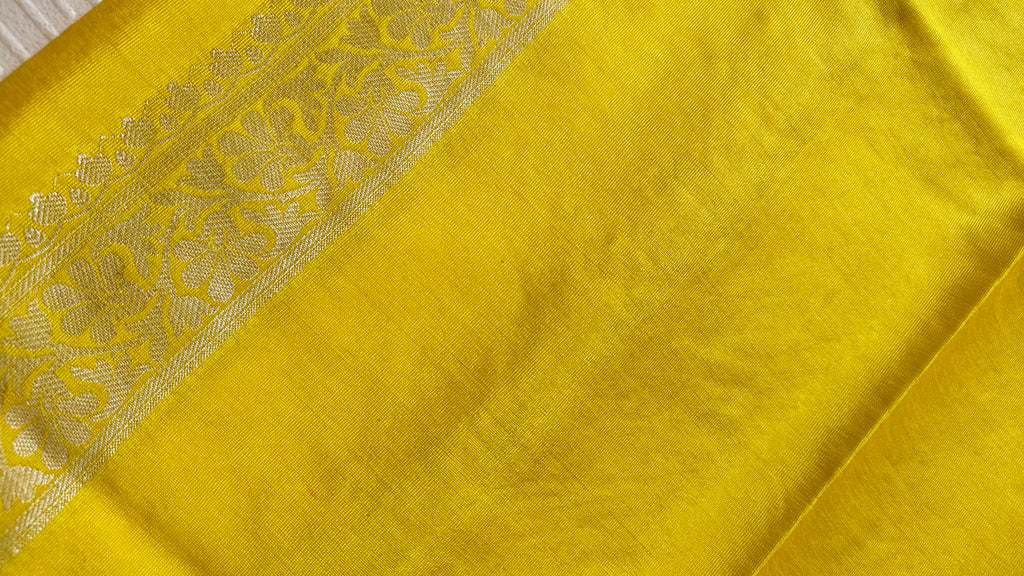 Yellow Blue Banarasi Silk Saree