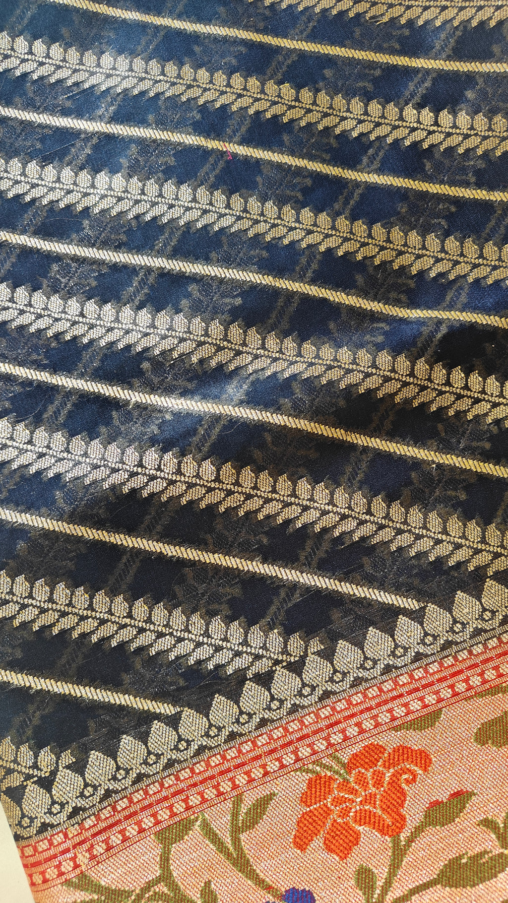 Navy Blue Banarasi Paithani