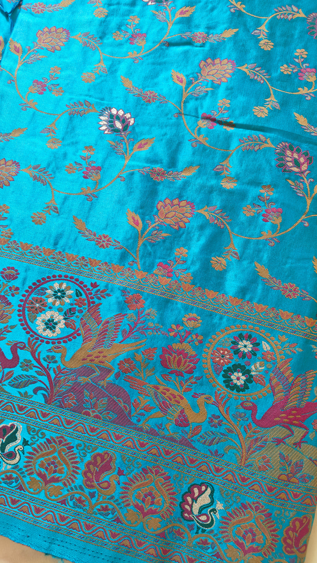 Ferozi Pashmina Jaal Zari Saree