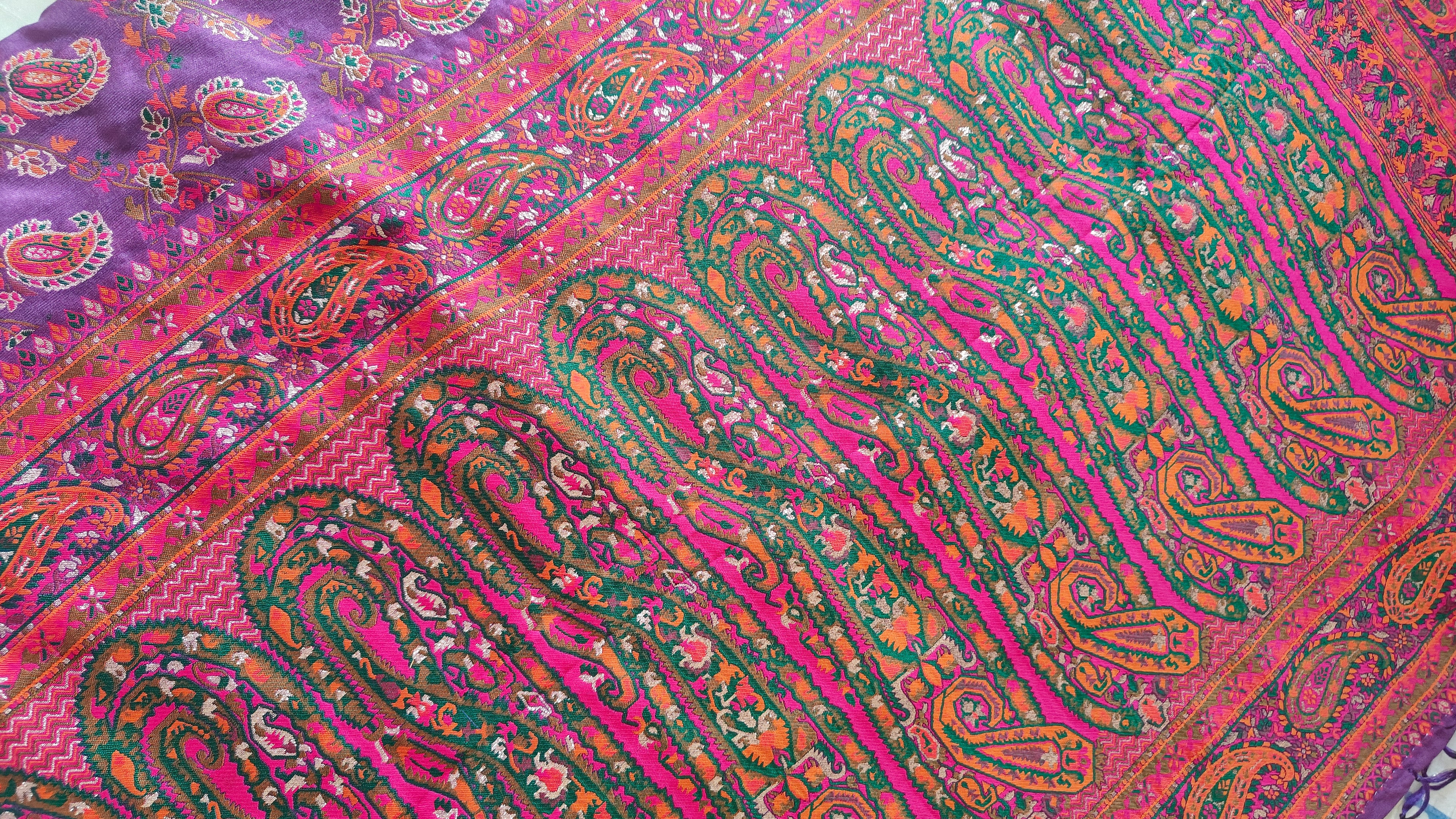 Banarasi Silk Purple Saree with Aambi Design