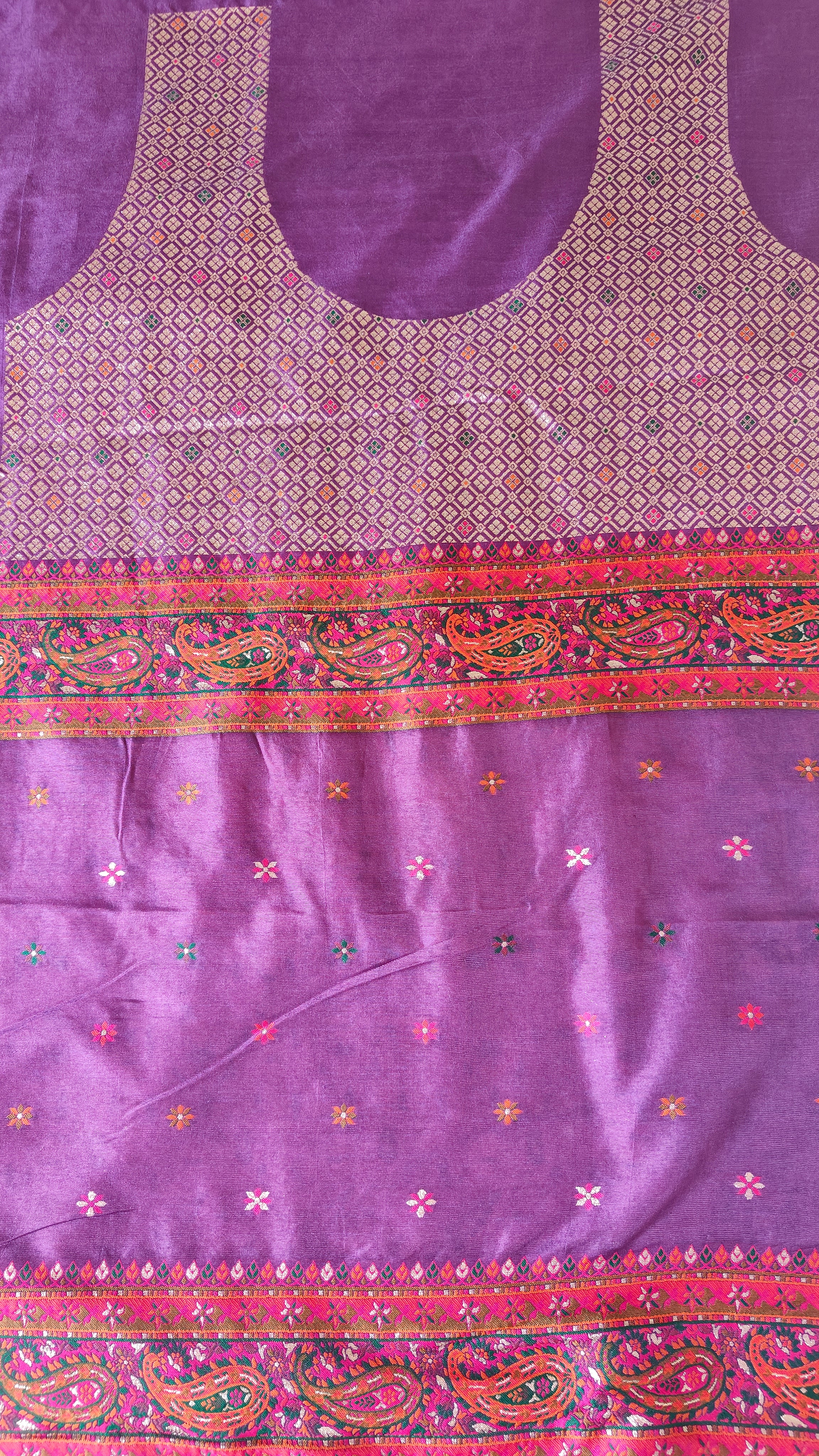 Banarasi Silk Purple Saree with Aambi Design