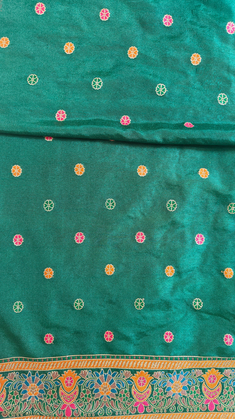 Dark Green Pashmina Resham Saree