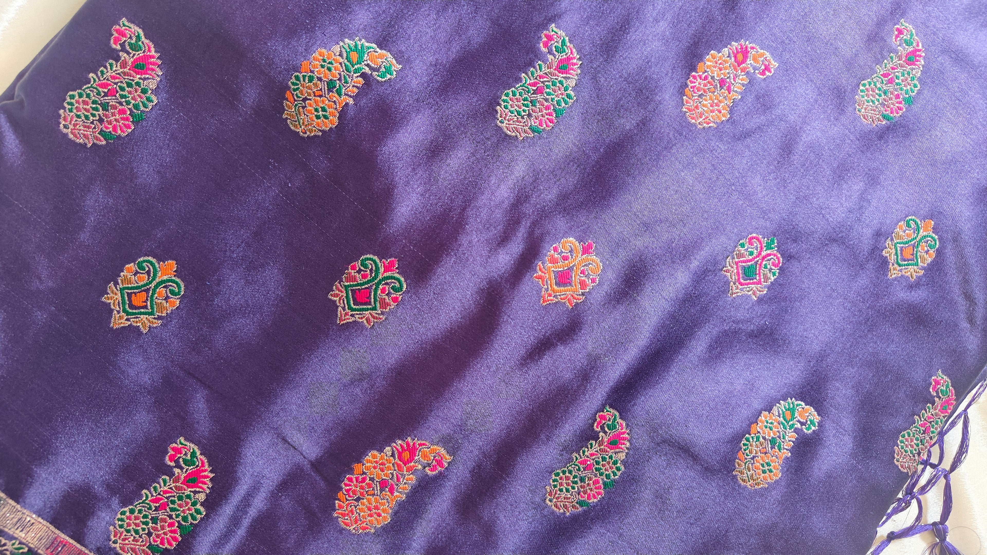 Dark Purple Pashmina Resham Saree