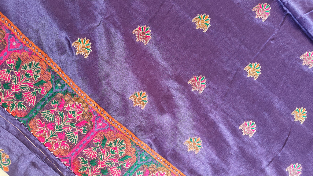 Dark Purple Pashmina Resham Saree