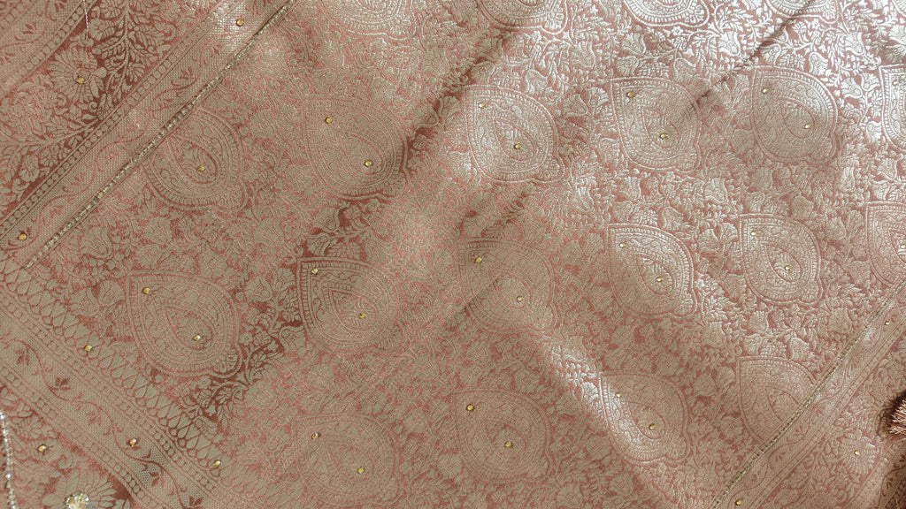 Rust Butter Crepe Handwork Saree