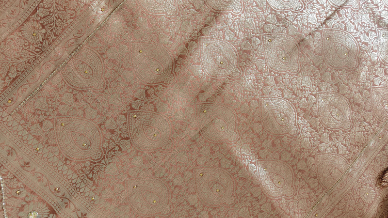 Rust Butter Crepe Handwork Saree