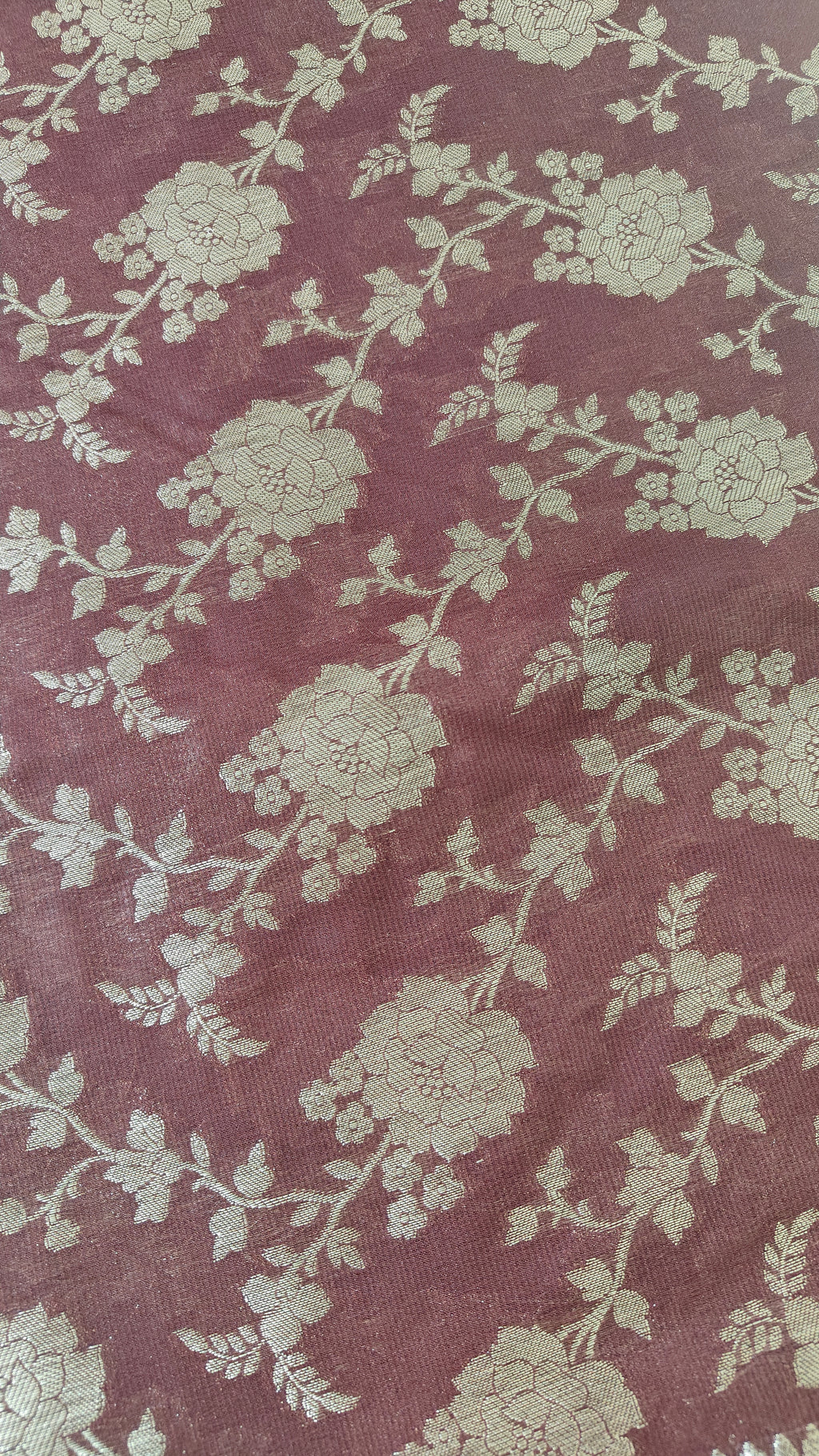 Wine Georgette Banarasi Weave