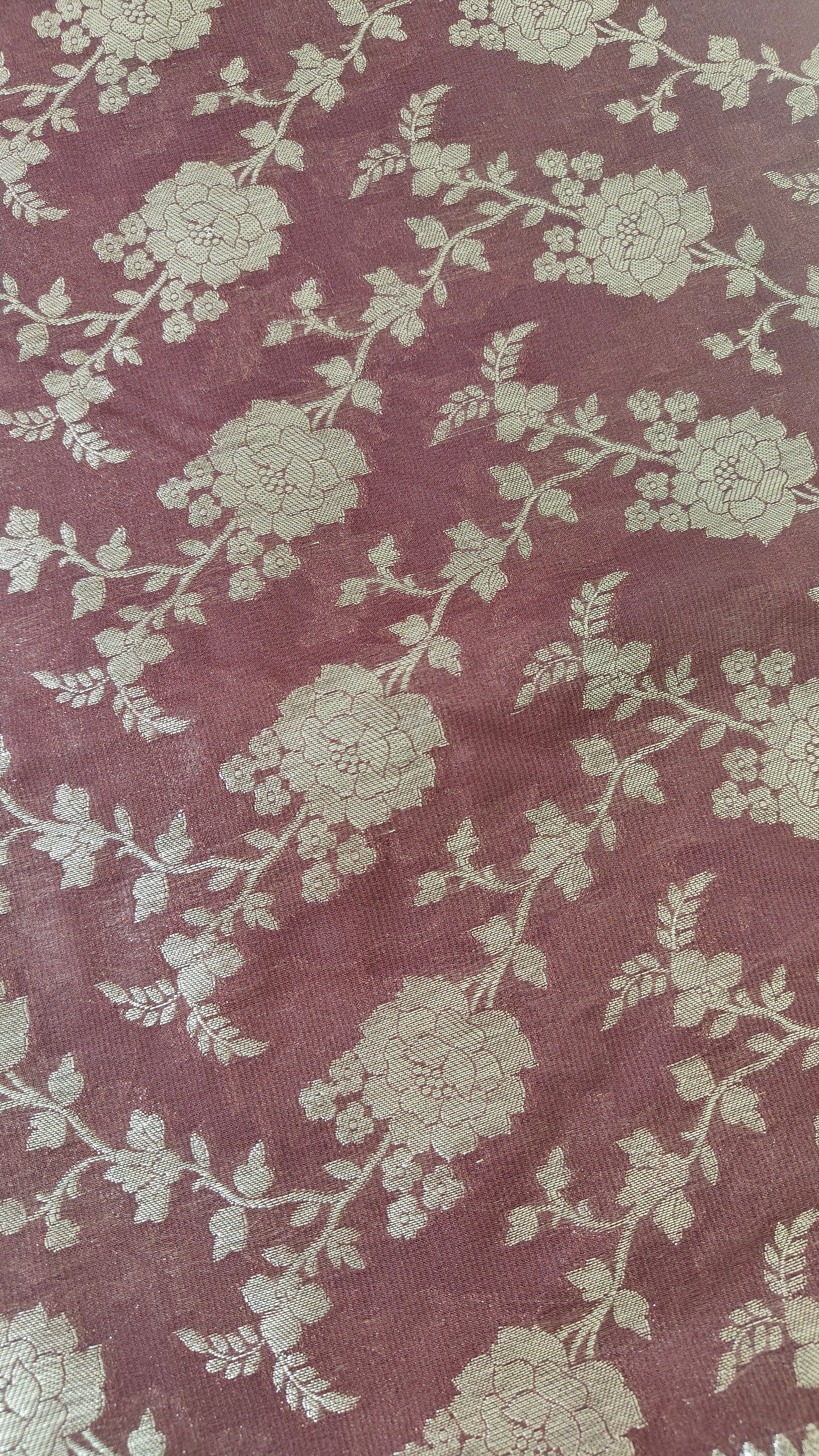 Wine Georgette Banarasi Weave
