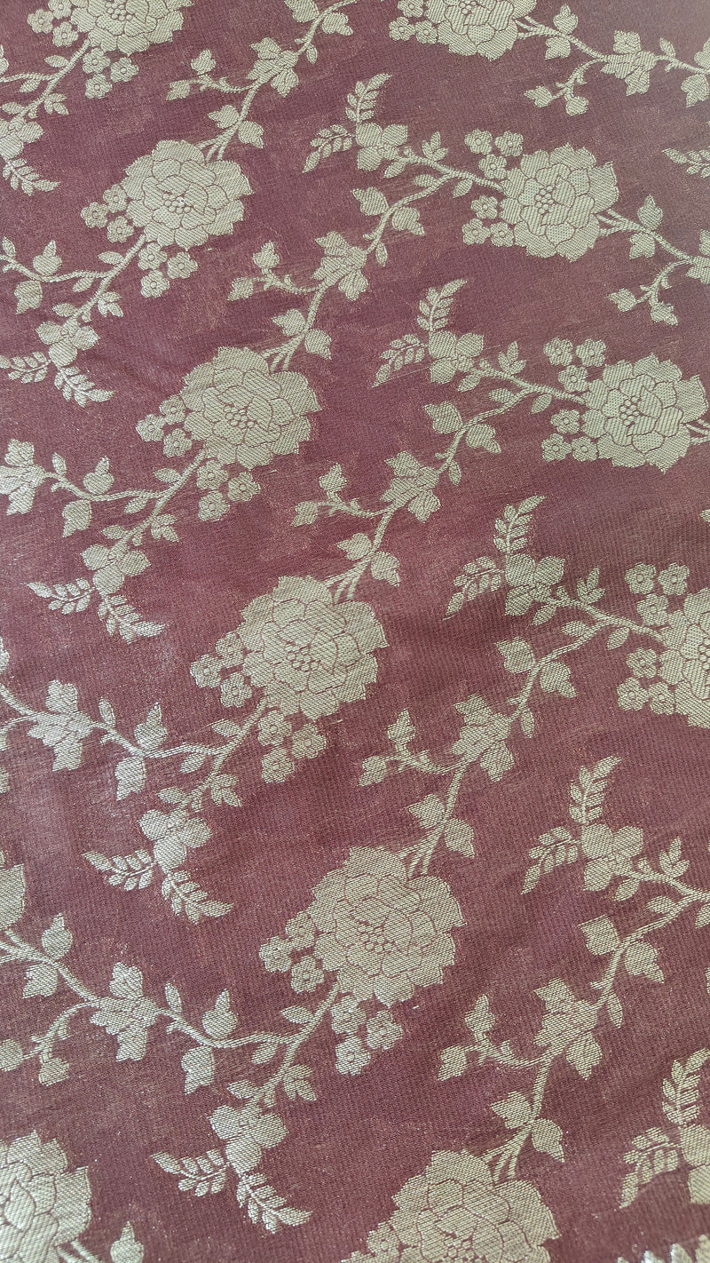 Wine Georgette Banarasi Weave