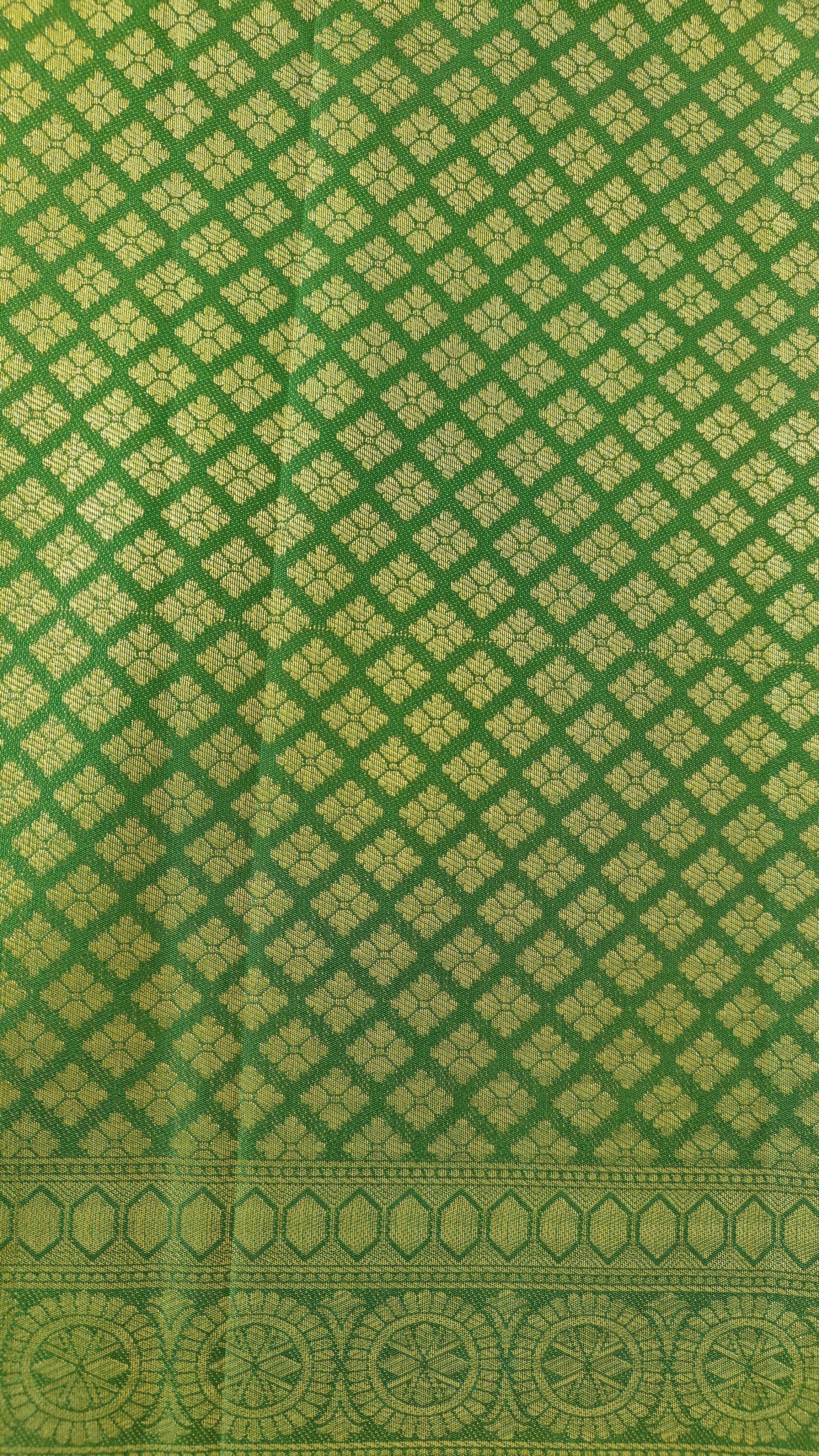 Green Cream Tissue Shimmer Saree
