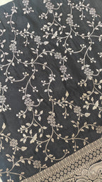 Black Georgette Zari Jaal Saree