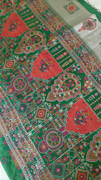 Green Pashmina Resham Saree