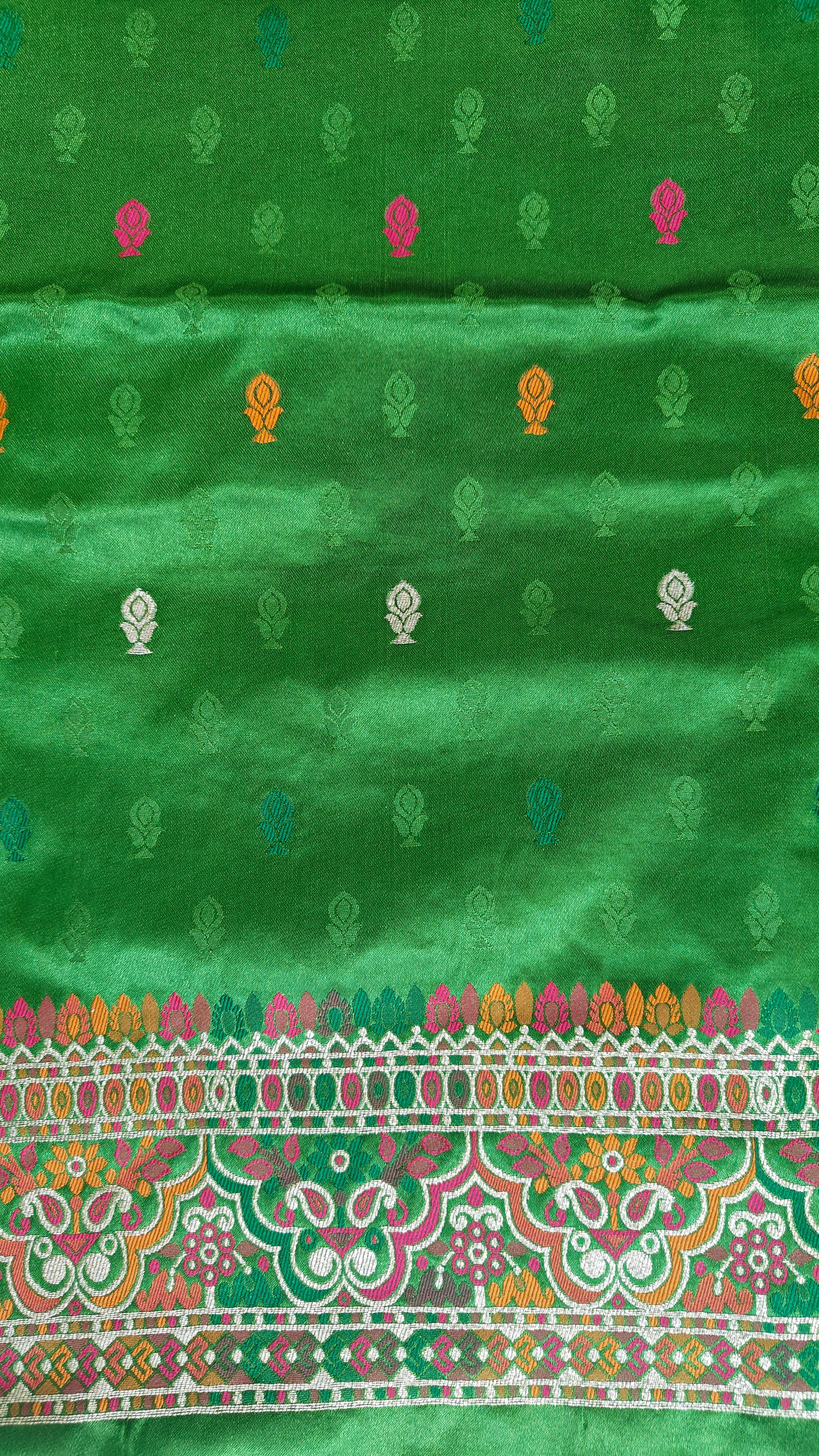 Green Pashmina Resham Saree