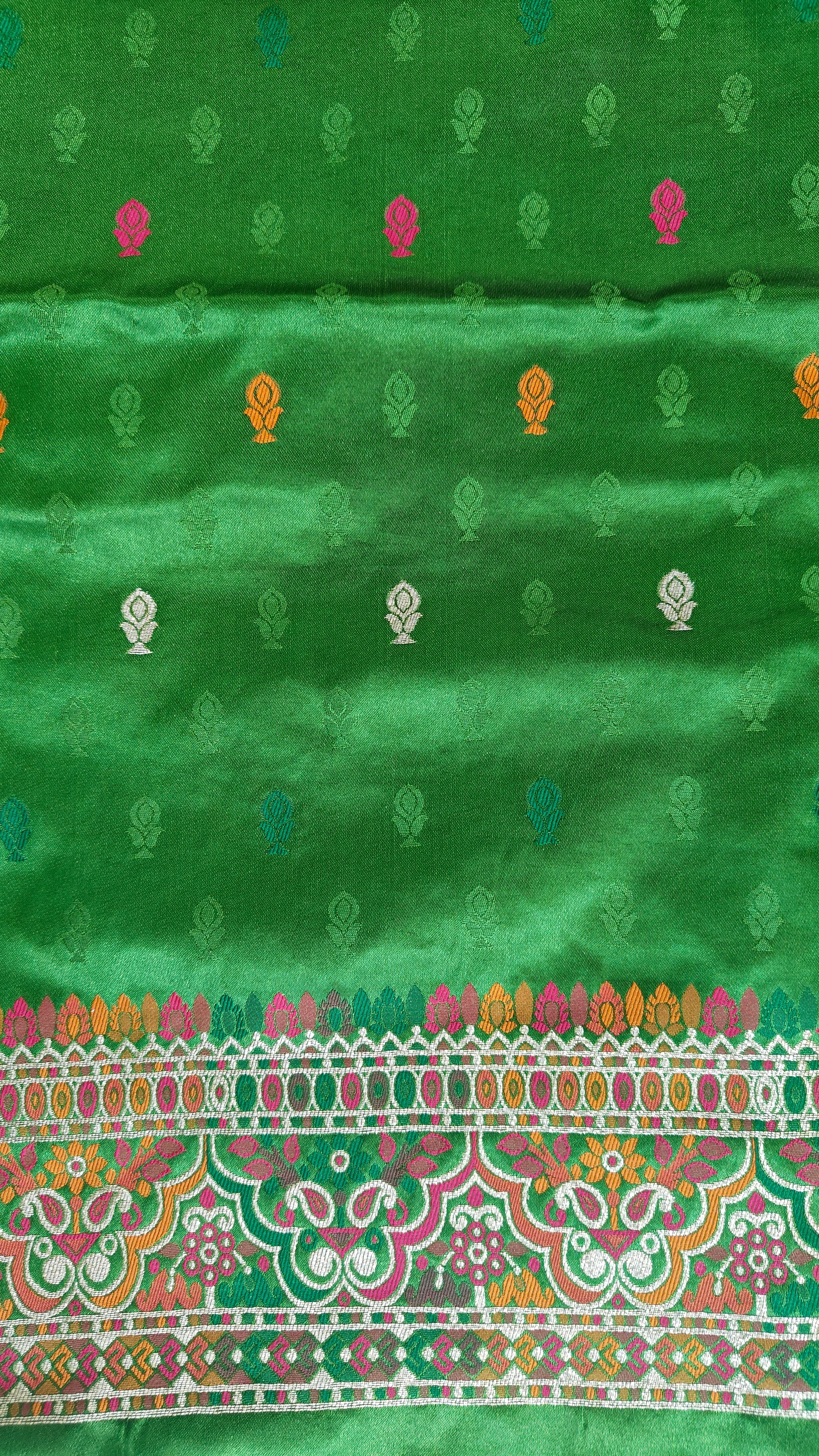 Green Pashmina Resham Saree