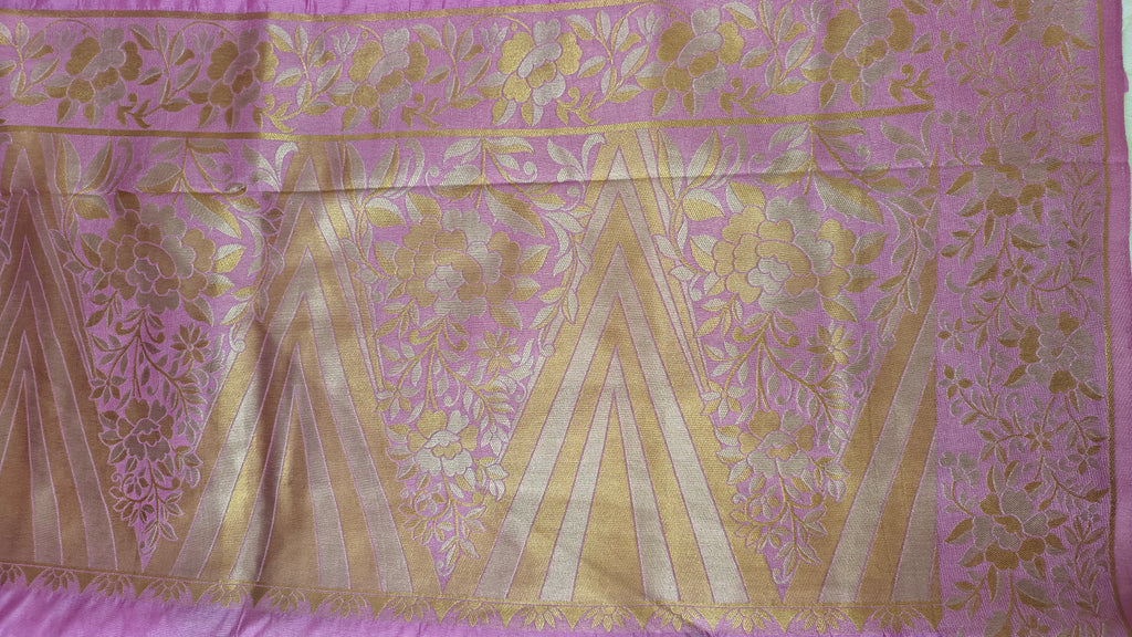 Pink Raw Silk Zari Floral Saree
