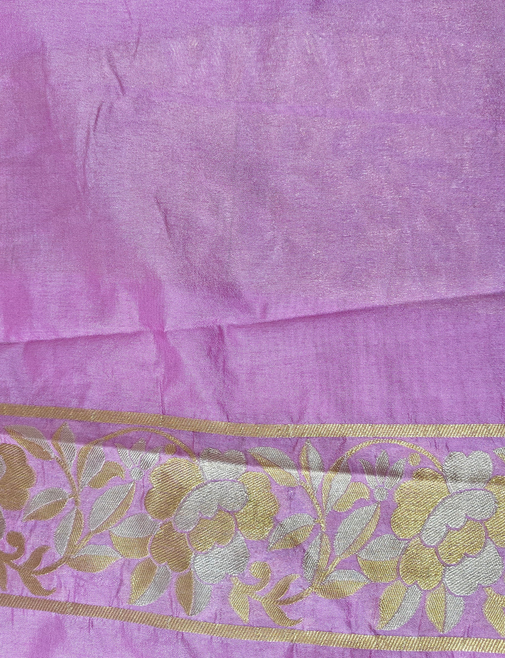 Pink Raw Silk Zari Floral Saree