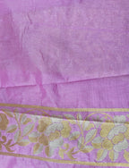 Pink Raw Silk Zari Floral Saree