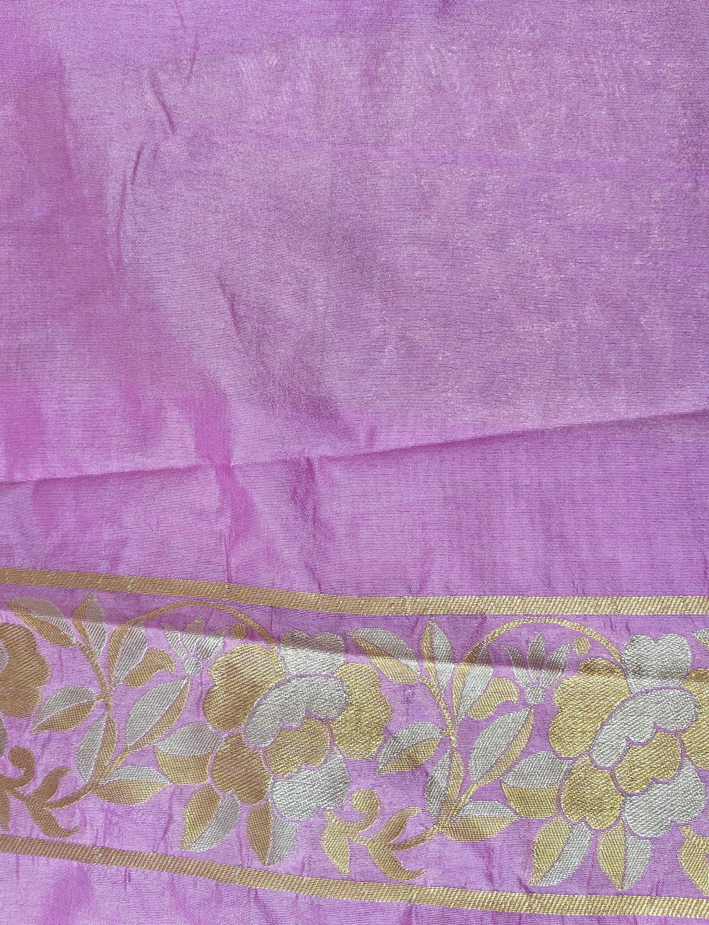 Pink Raw Silk Zari Floral Saree